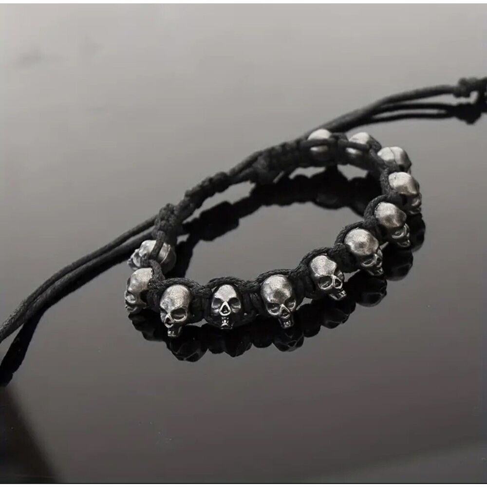 Y2k Unisex Gothic Stainless Steel Adjustable Bracelet Tattoo Grunge Skull Goth